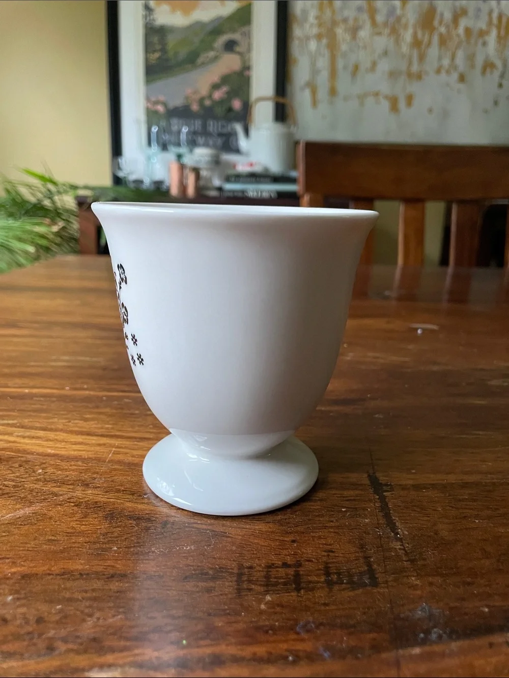 Anthropologie Monogram J footed white teacup tea cup mug